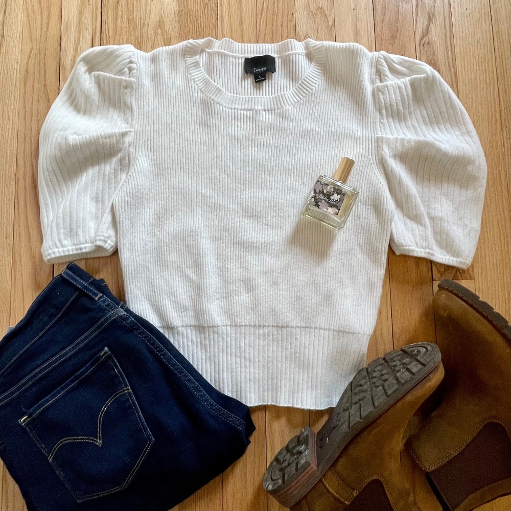 Lumiere Puff Sleeve Cropped Sweater